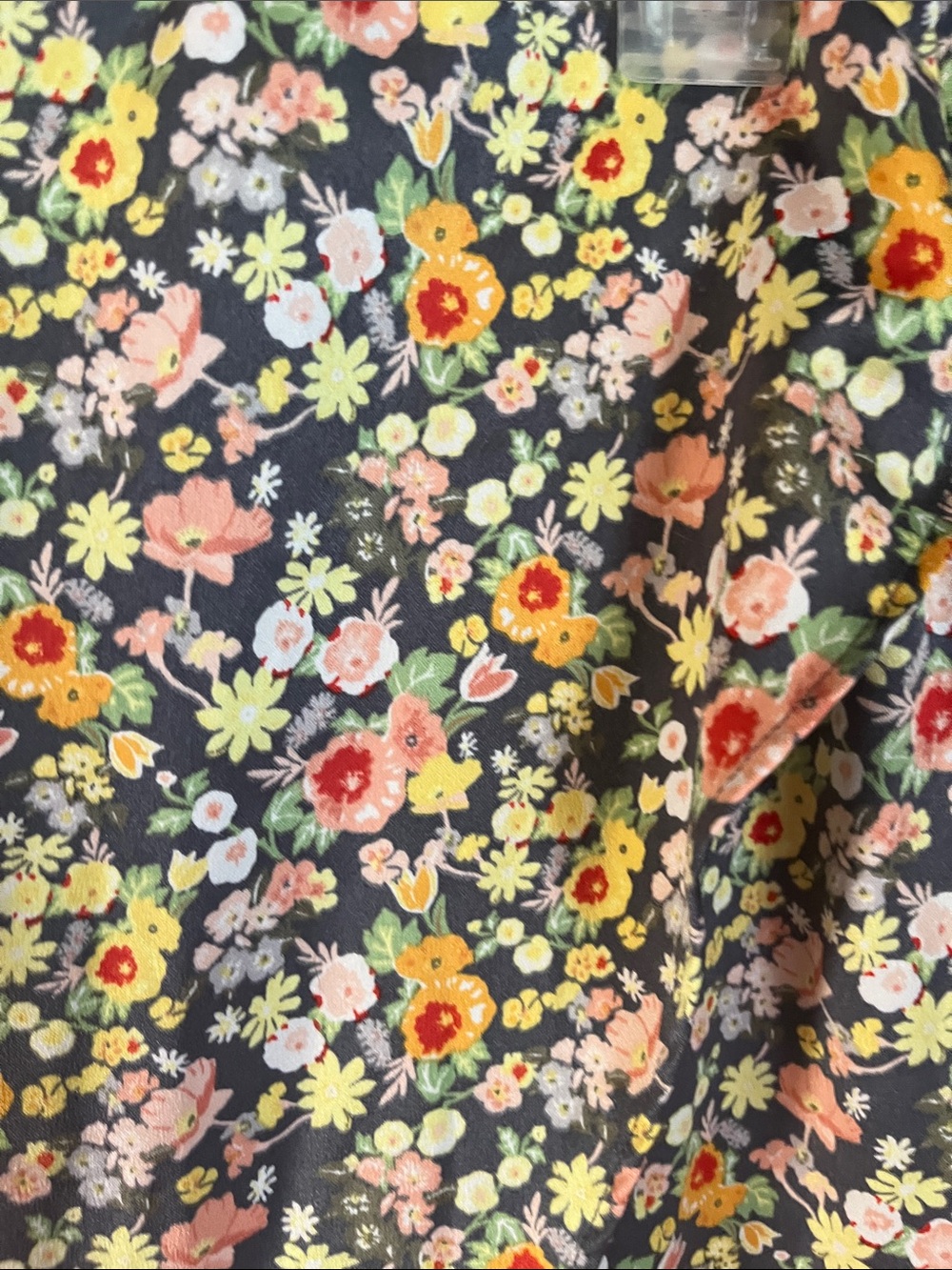 LOFT Navy A-Line Skirt with Multicolor Floral Print - Picture 3 of 9
